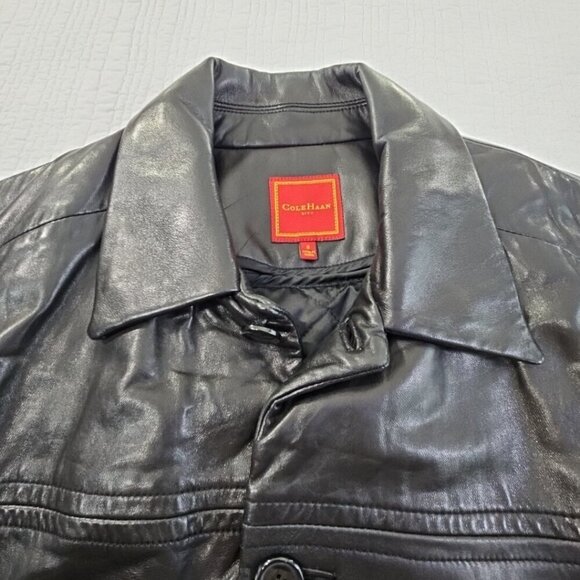 Cole Haan City Lambskin Leather Car Coat Men's Small Black Removable Lining EUC - Picture 7 of 16